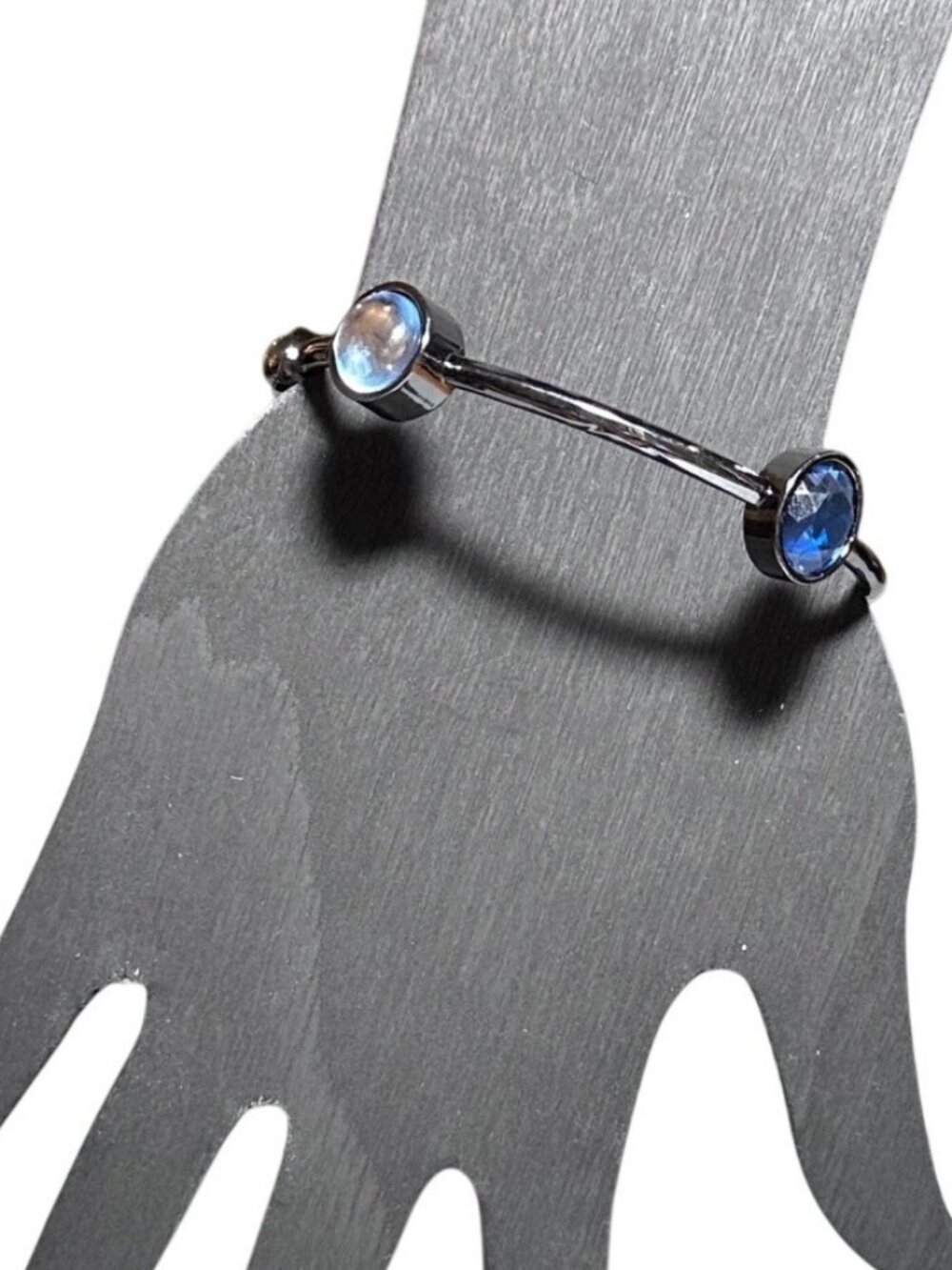 Chicos Bangle Bracelet Black Gray Blue Details Womens Signed Costume Jewelry